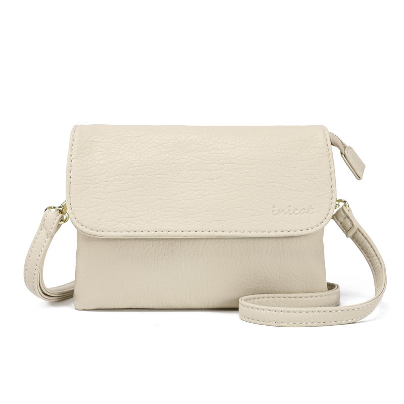 MINICAT RFID Blocking Small Crossbody Bags for Women Vegan Leather Mini Travel Purses Cell Phone Purse Cross Body Bag (Beige Small) - Image 1